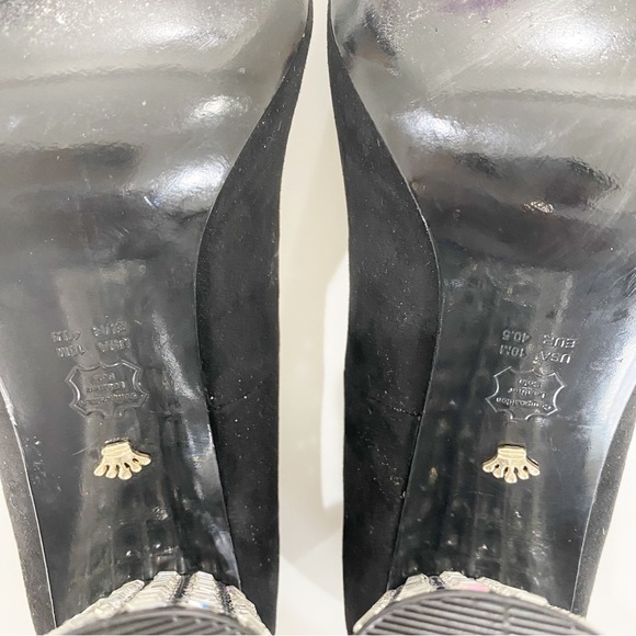 NINA Black Suede Pump Elegant Jewel Encrusted High Heel Size 10 - Picture 9 of 10